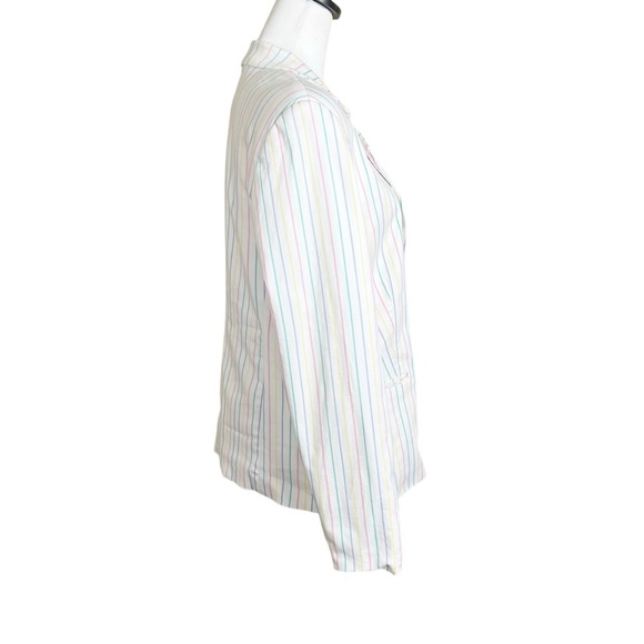 Sag Harbor Blazer Womens Size 14 Pastel Easter Rainbow Stripe Office Work Career - Picture 7 of 11